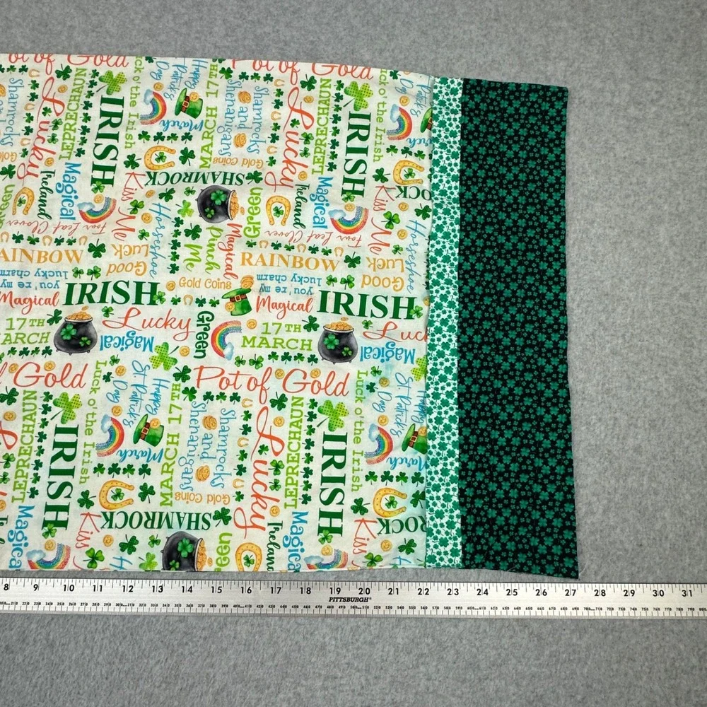 St Patricks Day Irish Shamrock Pot of Gold Pillowcase Green White Standard Size